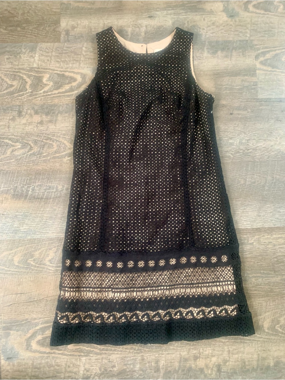 Loft Black Eyelet Lace-Like Sheath Dress - Elegant Sleeveless Design